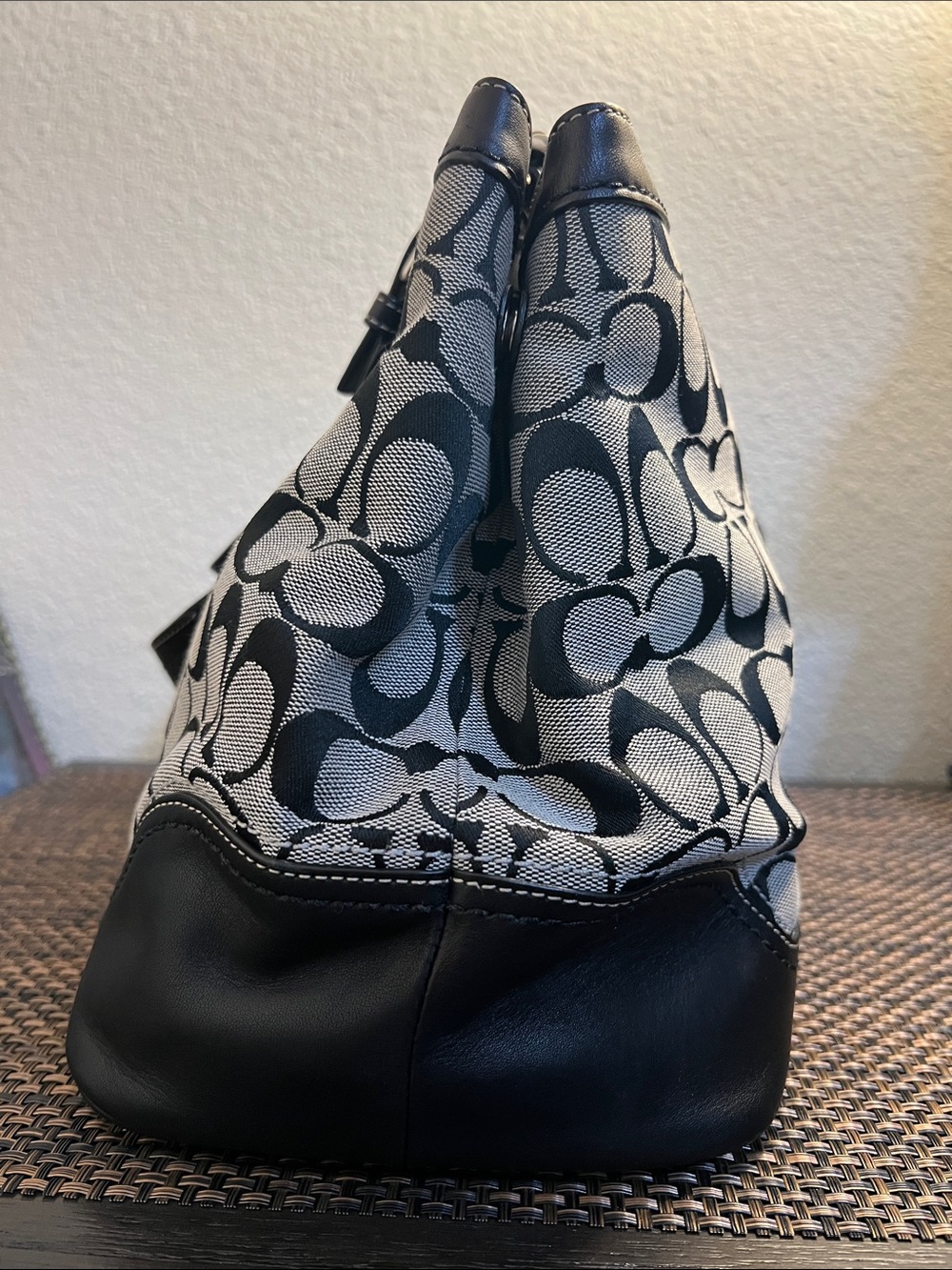 Coach Black and Gray Signature Buckle Tote - Picture 5 of 11